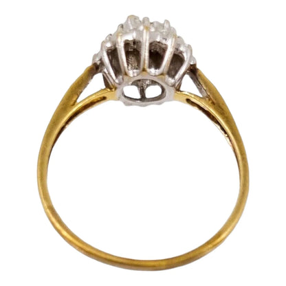 Vintage 1950's 9 ct yellow gold multi diamond engagement cluster ring, size Q