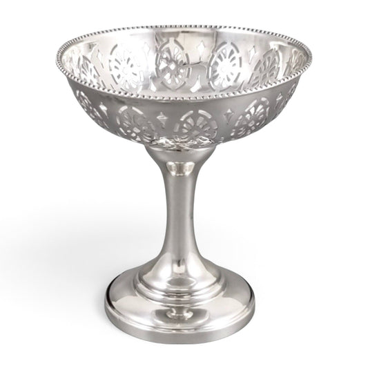 Continental silver bonbon basket, pedestal foot