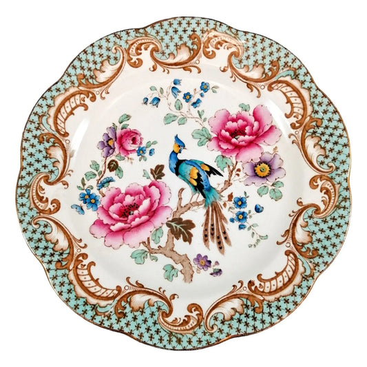 Edwardian Chinoiserie Losol Ware Wilton peacock and chrysanthemum dinner plate