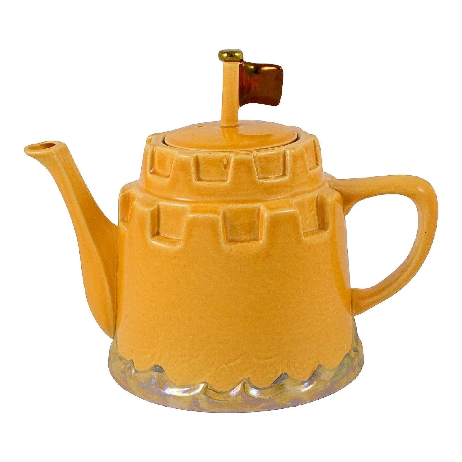 Vintage Kiln Cottage Pottery handmade nautical novelty teapot "sea fort" design