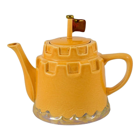 Vintage Kiln Cottage Pottery handmade nautical novelty teapot "sea fort" design
