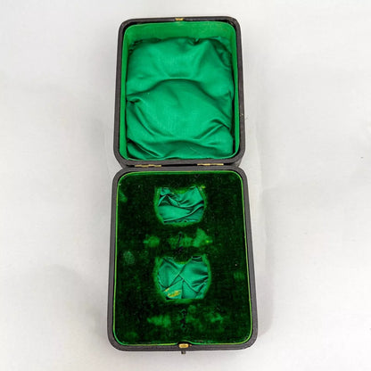Neoclassical gilt sterling silver boxed navette salts with shell spoons