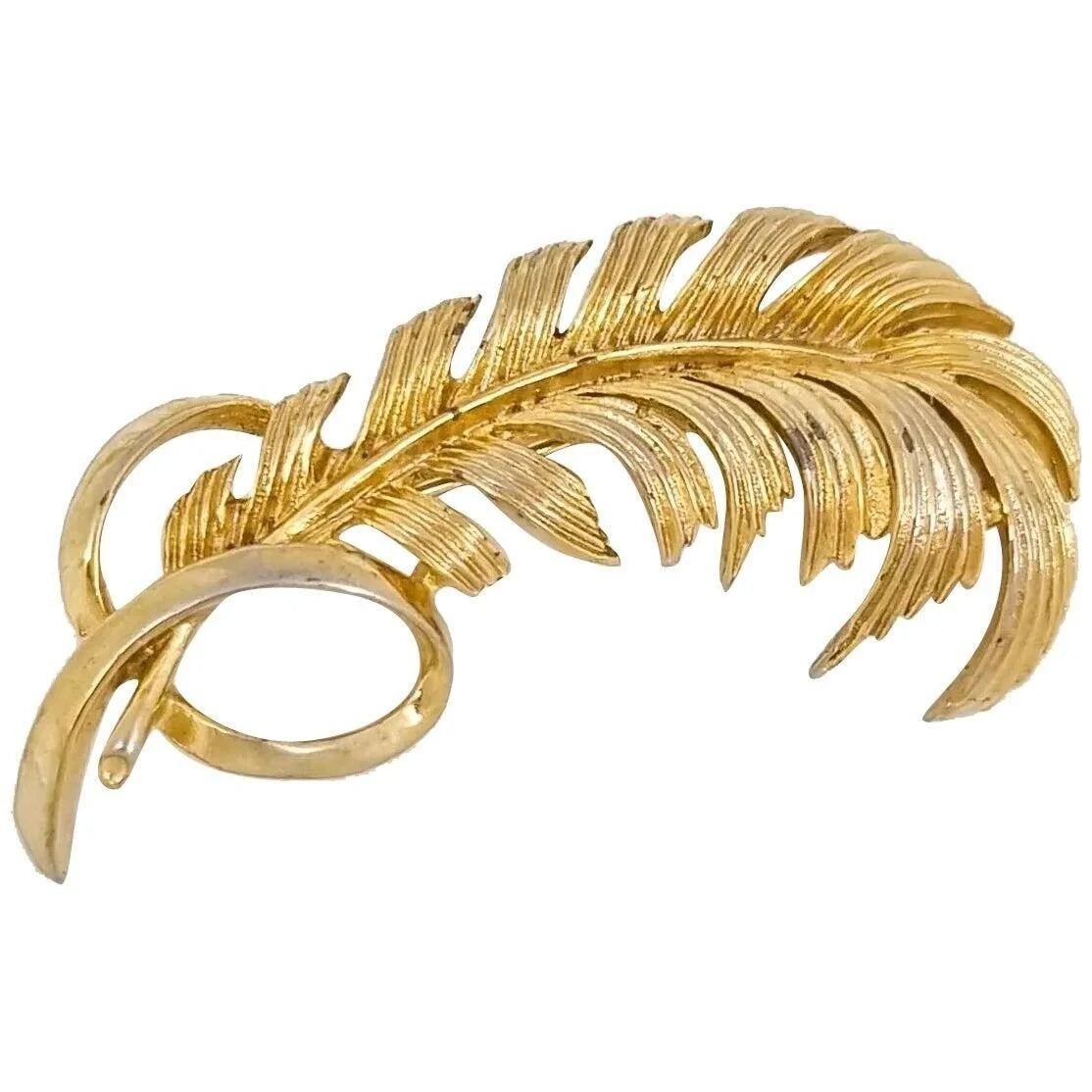 Vintage retro 1950's gold tone Sarah Coventry feather brooch
