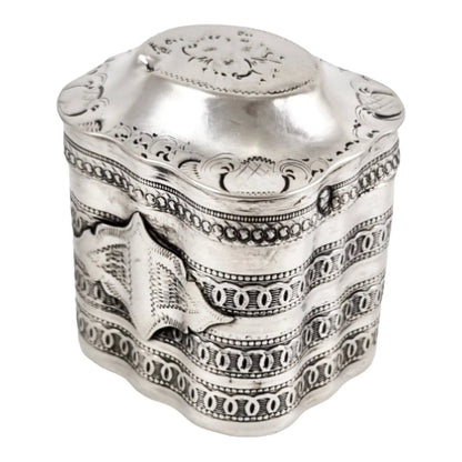 19th century Dutch silver snuff / scent peppermint box; Lodereindoosje vinaigrette 1858