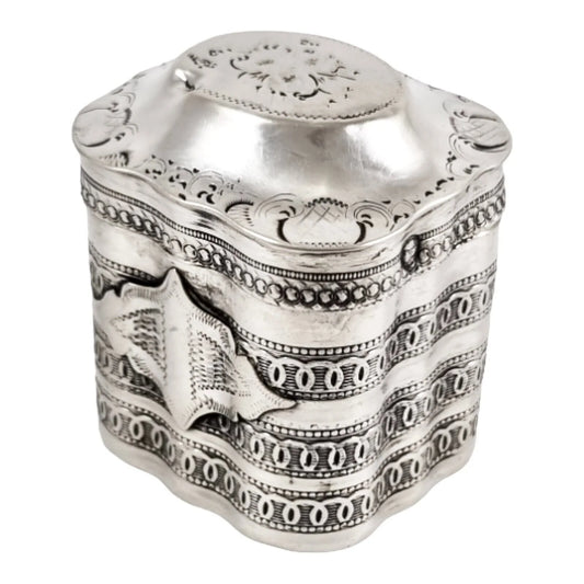 19th century Dutch silver snuff / scent peppermint box; Lodereindoosje vinaigrette 1858