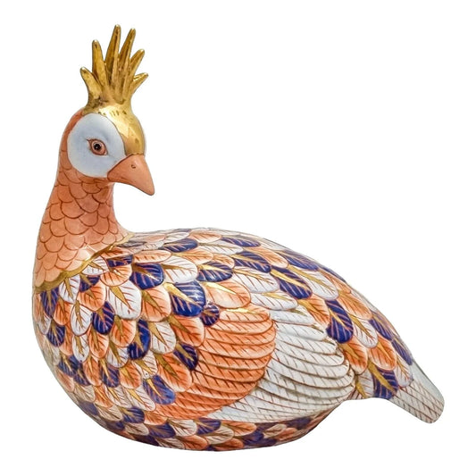 Vintage Chinese Imari porcelain large peacock bird figure, Da Qing Qianlong Nian Zhi statue