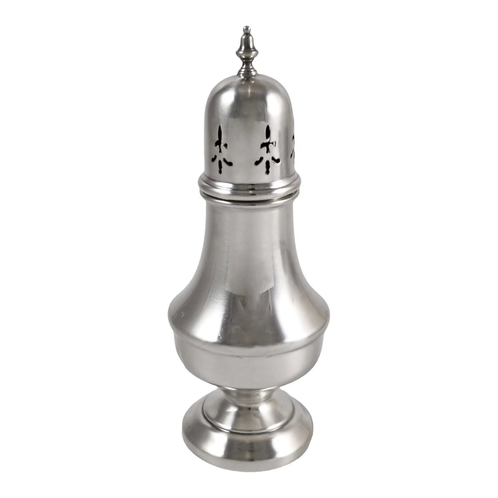 Vintage sterling silver tall tower sugar caster / shaker/ muffineer with fleur-de-lis lid